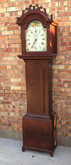 EARLY GRANDFATHER CLOCK WITH FAUX GRAIN