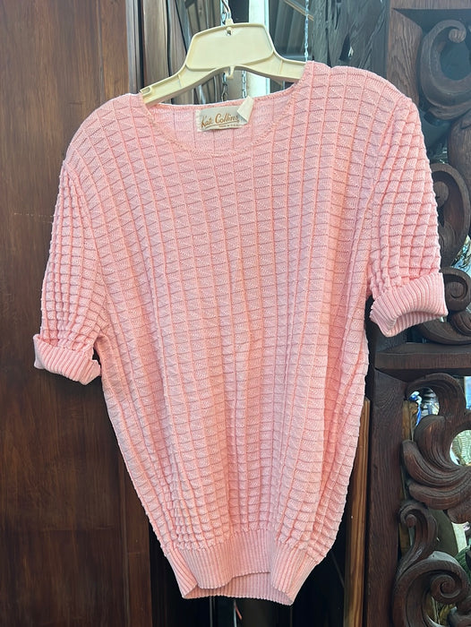 LIGHT PINK SHORT SLEEVE KNIT TOP