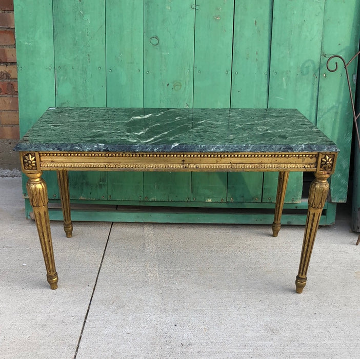 LOUIS XVI GILTWOOD AND MARBLE TOP COFFEE TABLE