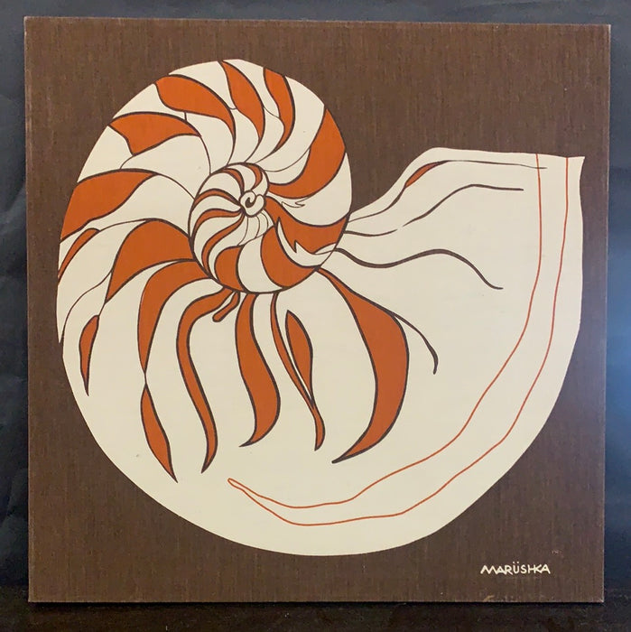 MID CENTURY MODERN MARUSHKA SHELL ART CANVAS