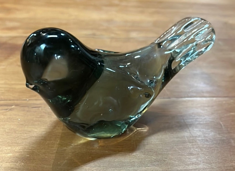 GREEN ART GLASS BIRD - 1978