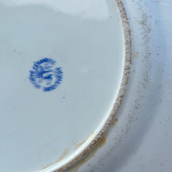 BLUE AND BLACK TRANSFERWARE IRONSTONE PLATE - EACH