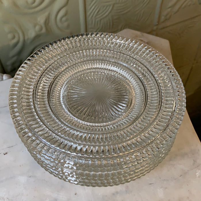 SET OF 6 CLEAR PRESSED GLASS 6.5" PLATES