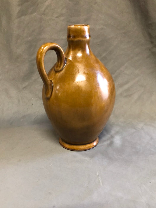 HAND THROWN SMALL BROWN POTTERY CROCK JUG