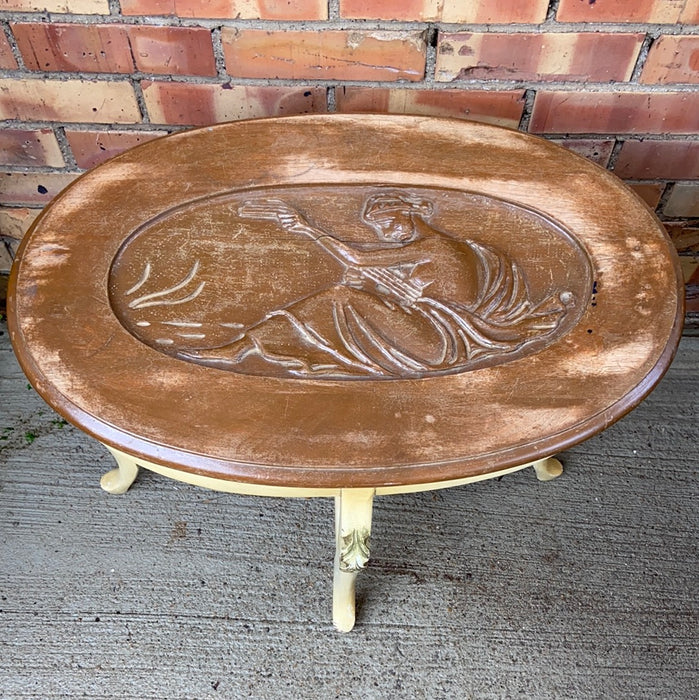 SMALL OVAL PAINTED TABLE WITH NUDE LADY