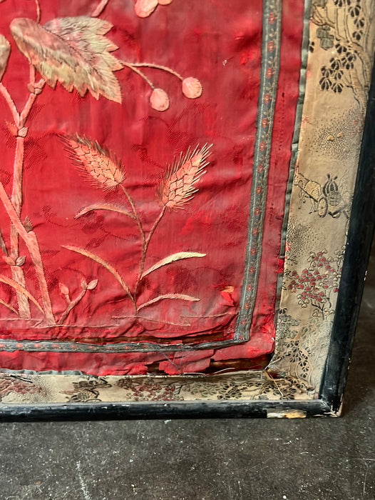 AS FOUND RED SILK EMBROIDERY