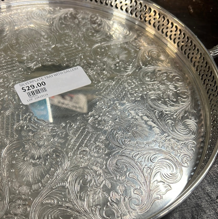 SILVERPLATE TRAY WITH GALLERY