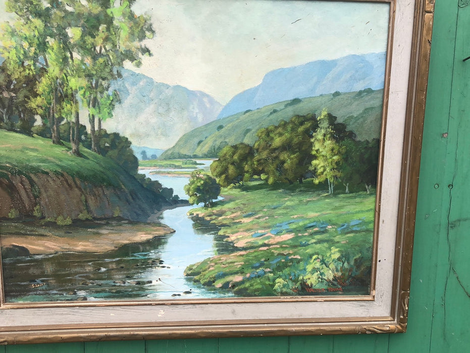 GREEN HUE LANDSCAPE OIL PAINTING BY WALTER YOUNG