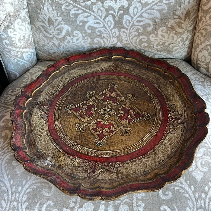 LARGE ROUND FLORENTINE TRAY