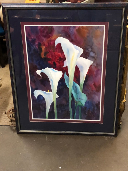 LARGE FLORAL WATER COLOR BY LEE