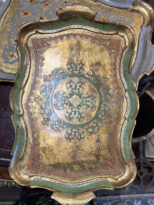 MEDIUM GOLD AND GREEN FLORENTINE TRAY