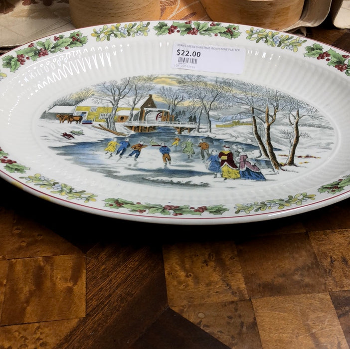 ADAMS GREEN CHRISTMAS IRONESTONE PLATTER