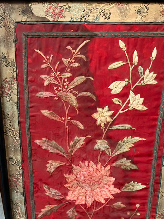 AS FOUND RED SILK EMBROIDERY