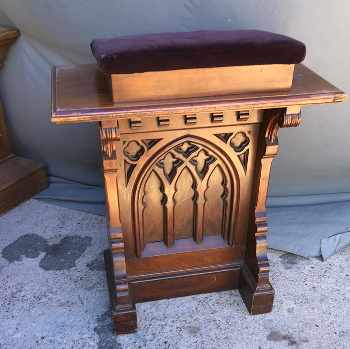 GOTHIC WALNUT PODIUM/PEDESTAL WITH ARCHES CIRCA 1900