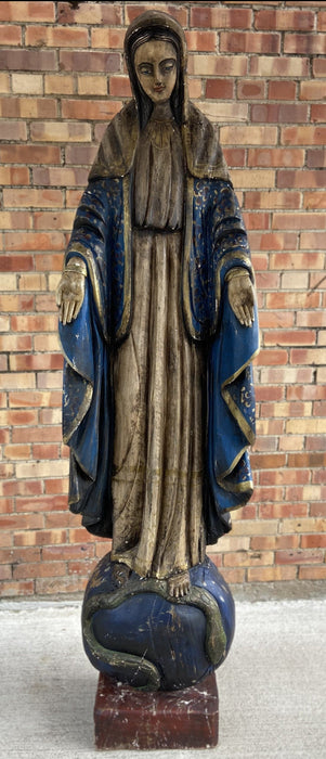LARGE SOUTH AMERICAN MADONNA WOOD STATUE
