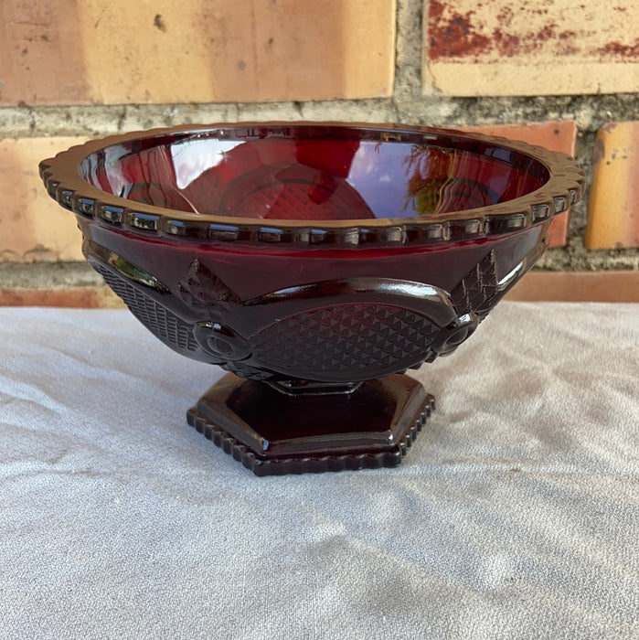 SMALL RUBY GLASS COMPOTE
