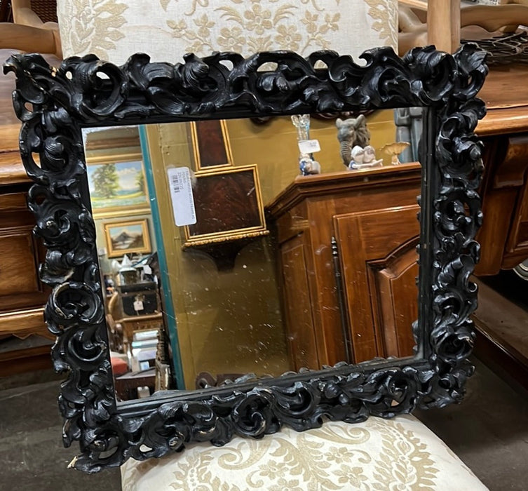 FAUX CARVED WOOD FRAMED MIRROR