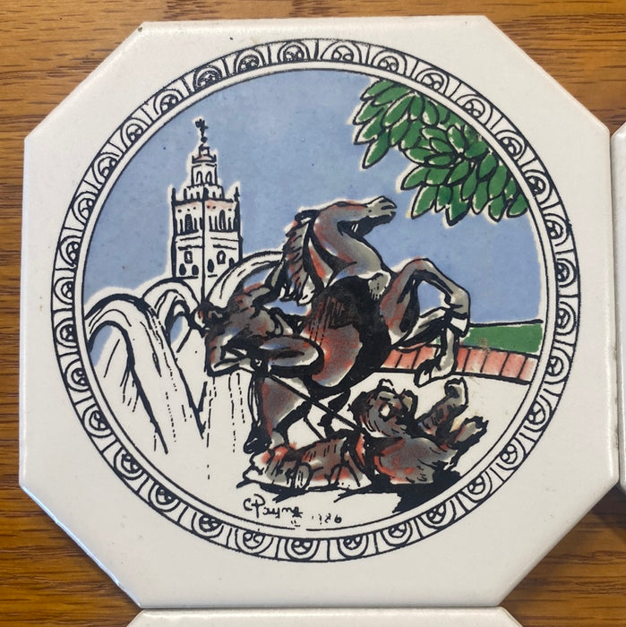 SET OF FOUR MYTHOLOGICAL COASTER