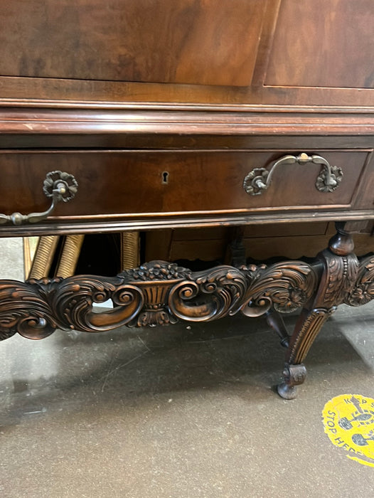 OYSTER BURL WITH BRASS AND WALNUT BAR CABINET