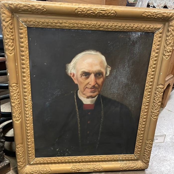 LARGE GOLD FRAMED OIL PAINTING OF CARDINAL MERCIER- ON CANVAS 1926