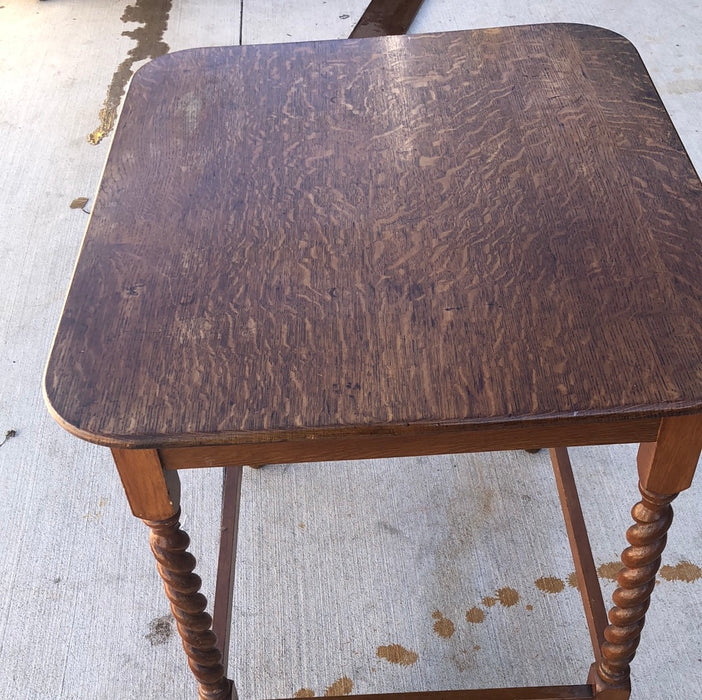 OAK LARGE BARLEY TWIST ENGLISH LAMP TABLE