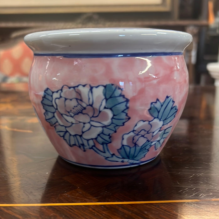 SMALL PINK AND BLUE PORCELAIN JARDINIERE