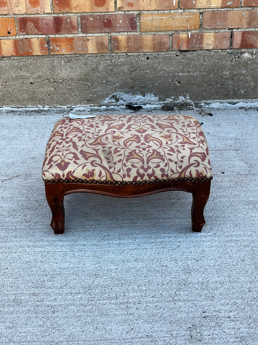 OAK FOOTSTOOL WITH UPHOLSTERY