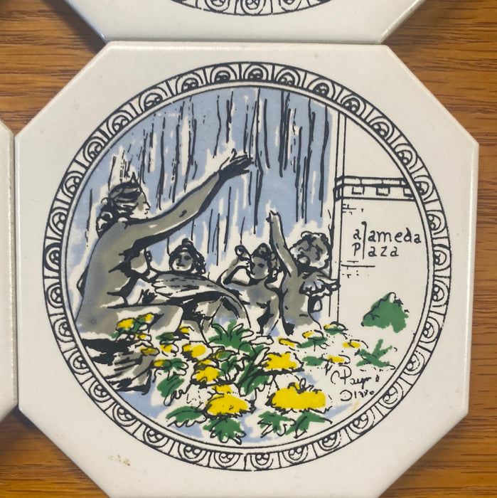 SET OF FOUR MYTHOLOGICAL COASTER