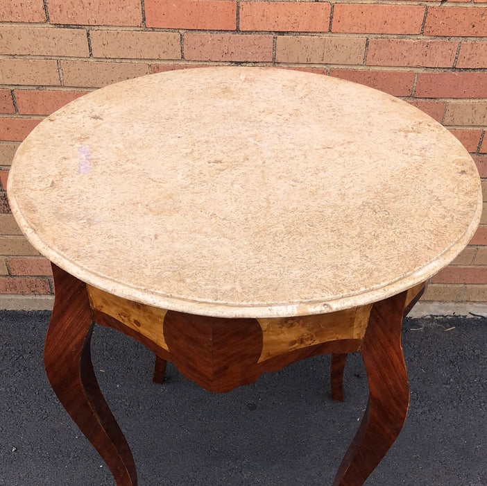 ROUND FRENCH LOUIS XVI MARBLE TOP OCCASIONAL TABLE