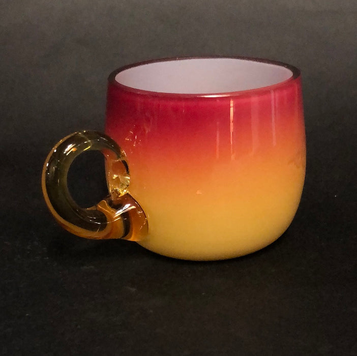 RED AND GOLD ART GLASS CASED LITTLE CUP