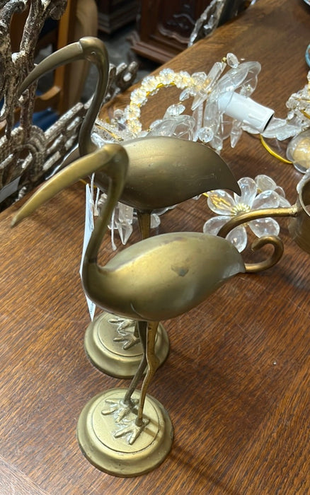 PAIR OF HEAVY BRASS EGRETS