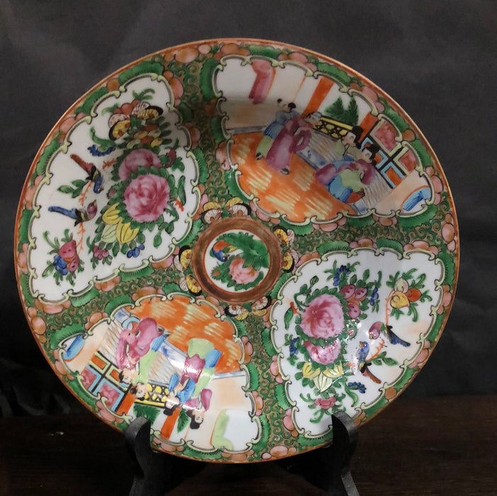 ROSE FAMILLE SHAPED DISH ON PEDESTAL FOOT ADDED TO SOLD LOT
