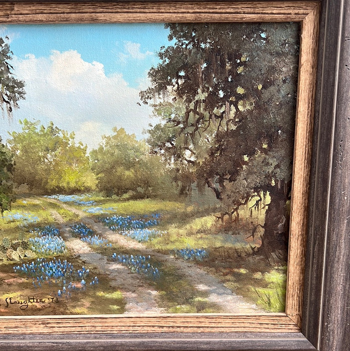 FRAMED BLUEBONNET OIL PAINTING BY SLAUGHTER