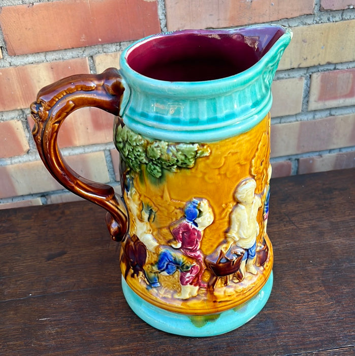 MULTI COLOR MAJOLICA PITCHER