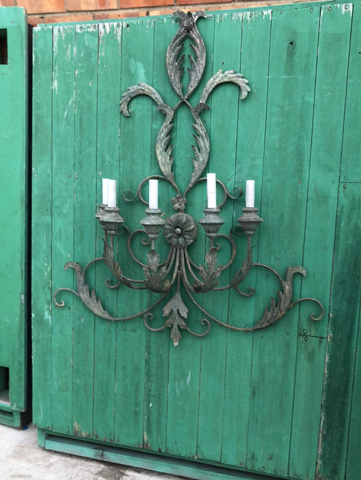 LARGE GREEN ITALIAN STYLE IRON SCONCE - NOT OLD