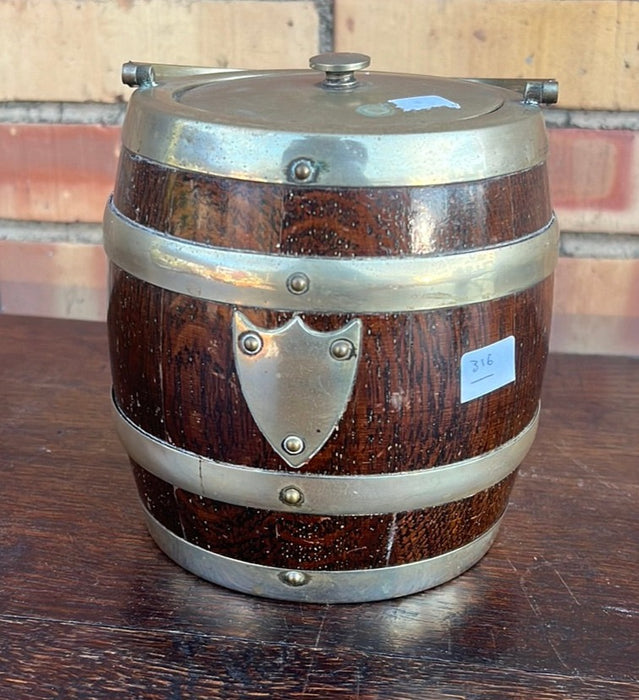 ENGLISH OAK BISCUIT BARREL