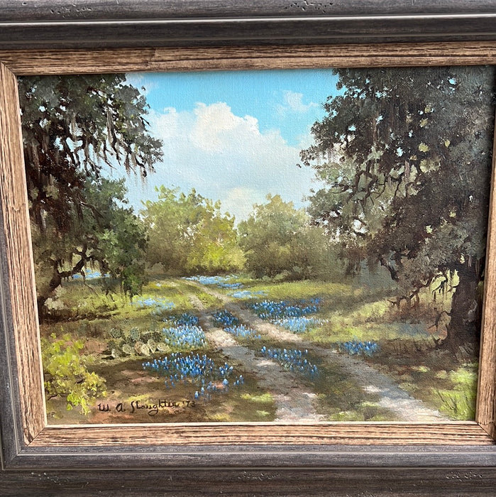 FRAMED BLUEBONNET OIL PAINTING BY SLAUGHTER