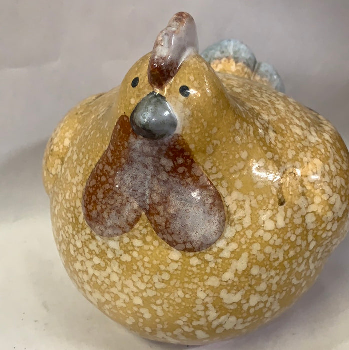 LARGE SPECKLED POTTERY CHICKEN