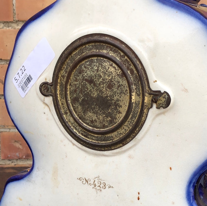 FRENCH BLUE AND WHITE PORCELAIN CLOCK