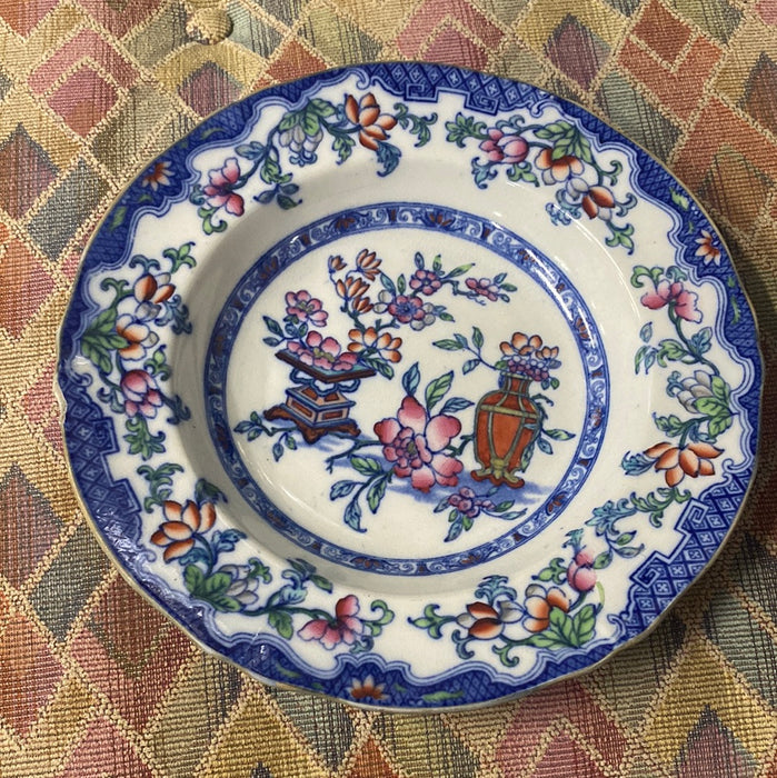 POONA POLYCHROME STAFFORDSHIRE ASIAN FLORAL TRANSFERWARE BOWL - AS FOUND