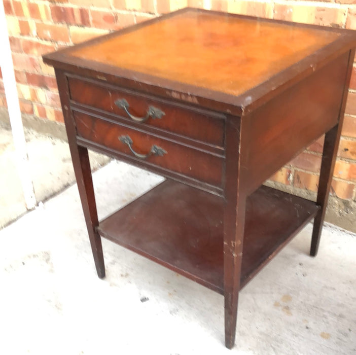 SMALL LEATHER TOP FEDERAL STYLE  STAND WITH DRAWERS