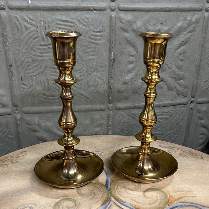 PAIR OF HEAVY SOLID BRASS CANDLE STICKS