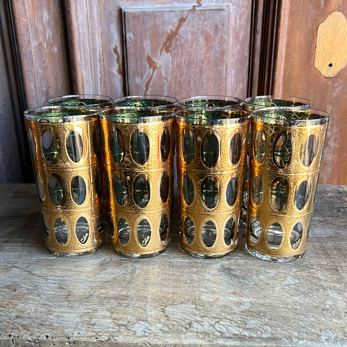 SET OF 8 GOLD WITH ELIPSES TUMBLERS