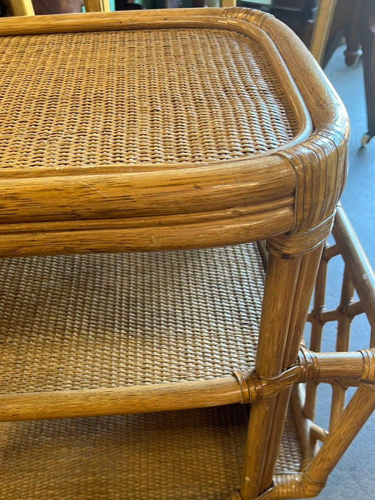 3 TIER RATTAN END TABLE WITH MAGAZINE RACK