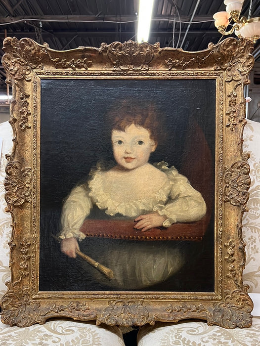 OIL PAINTING OF GIRL WITH BRUSH