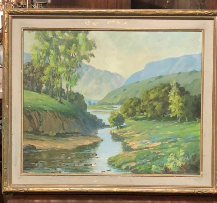 GREEN HUE LANDSCAPE OIL PAINTING BY WALTER YOUNG