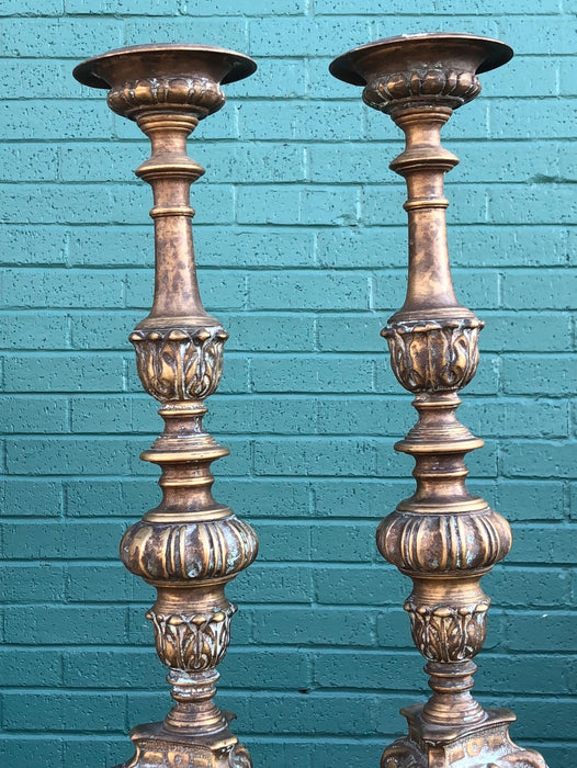 PAIR OF BRONZE CHURCH PRICKETS