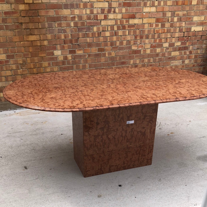 BROWN MARBLE PEDESTAL TABLE