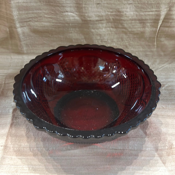 RUBY GLASS AVON CAPE COD SERVING BOWL