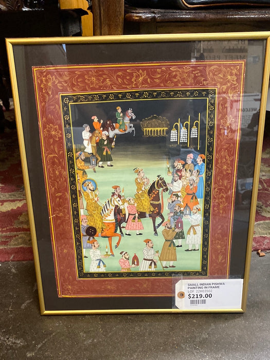 SMALL INDIAN PISHWA PAINTING IN FRAME